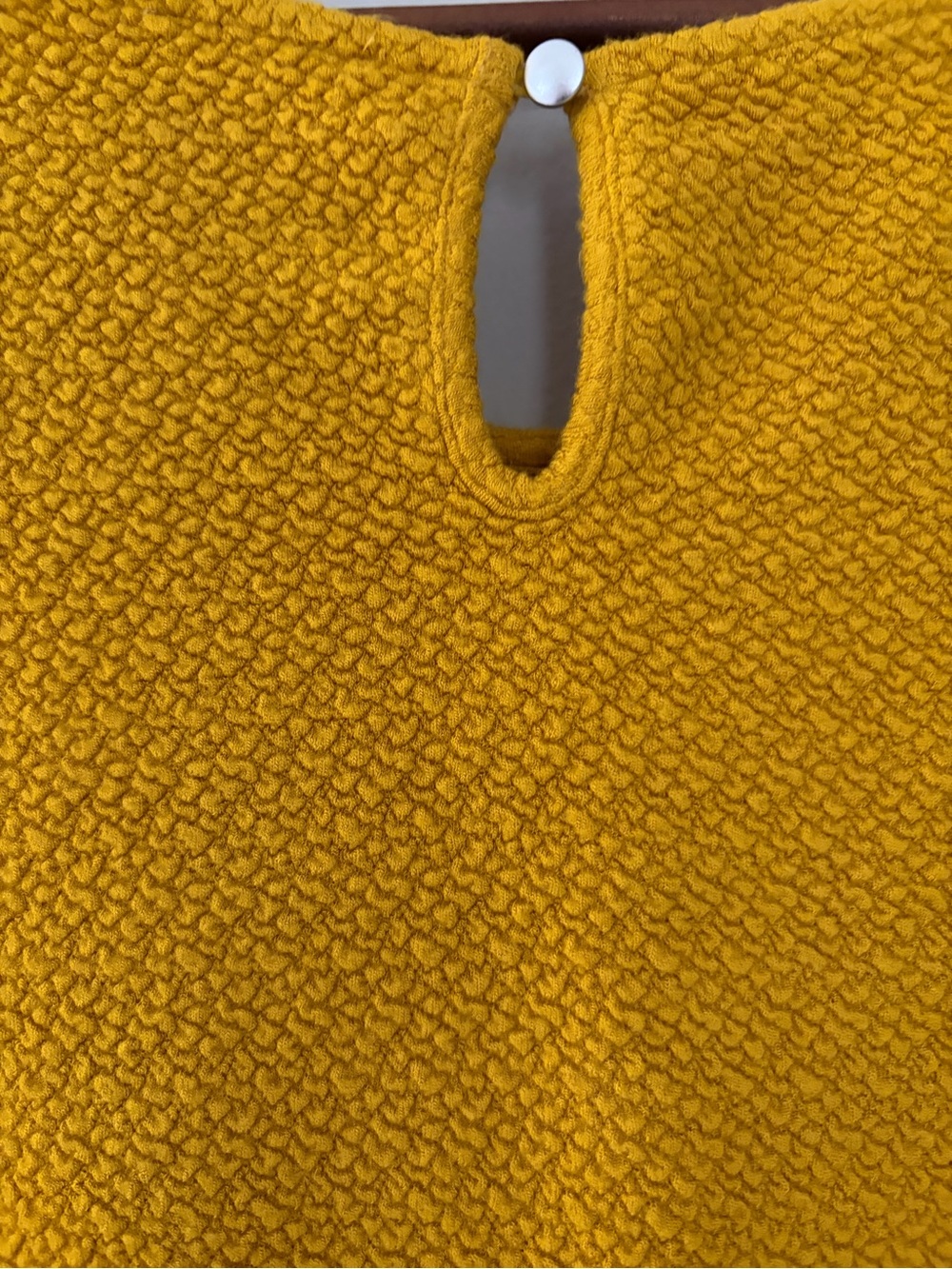 Mustard Yellow Tie-Front Textured Short Sleeve Top - Women’s 2X - Relaxed Fit - Picture 7 of 15